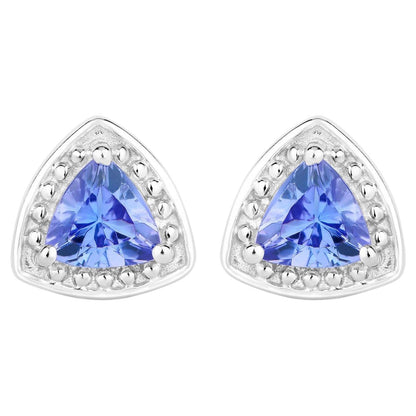 Natural Tanzanite Stud Earrings 0.92 Carats Sterling Silver