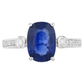 Blue Sapphire Ring With Diamonds 2.66 Carats 18K White Gold