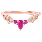 Ruby Bat Ring 0.32 Carats Gold Plated Silver