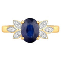 Blue Sapphire Ring With Diamonds 2.1 Carats 18K Yellow Gold
