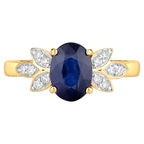 Blue Sapphire Ring With Diamonds 2.1 Carats 18K Yellow Gold