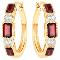 Garnet Earrings With White Topaz 2.72 Carats Gold Plated Silver
