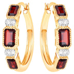 Garnet Earrings With White Topaz 2.72 Carats Gold Plated Silver