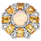 Opal Ring With Citrine 7.14 Carats Sterling Silver