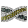 Multicolor Diamond Ring 1.4 Carats Sterling Silver