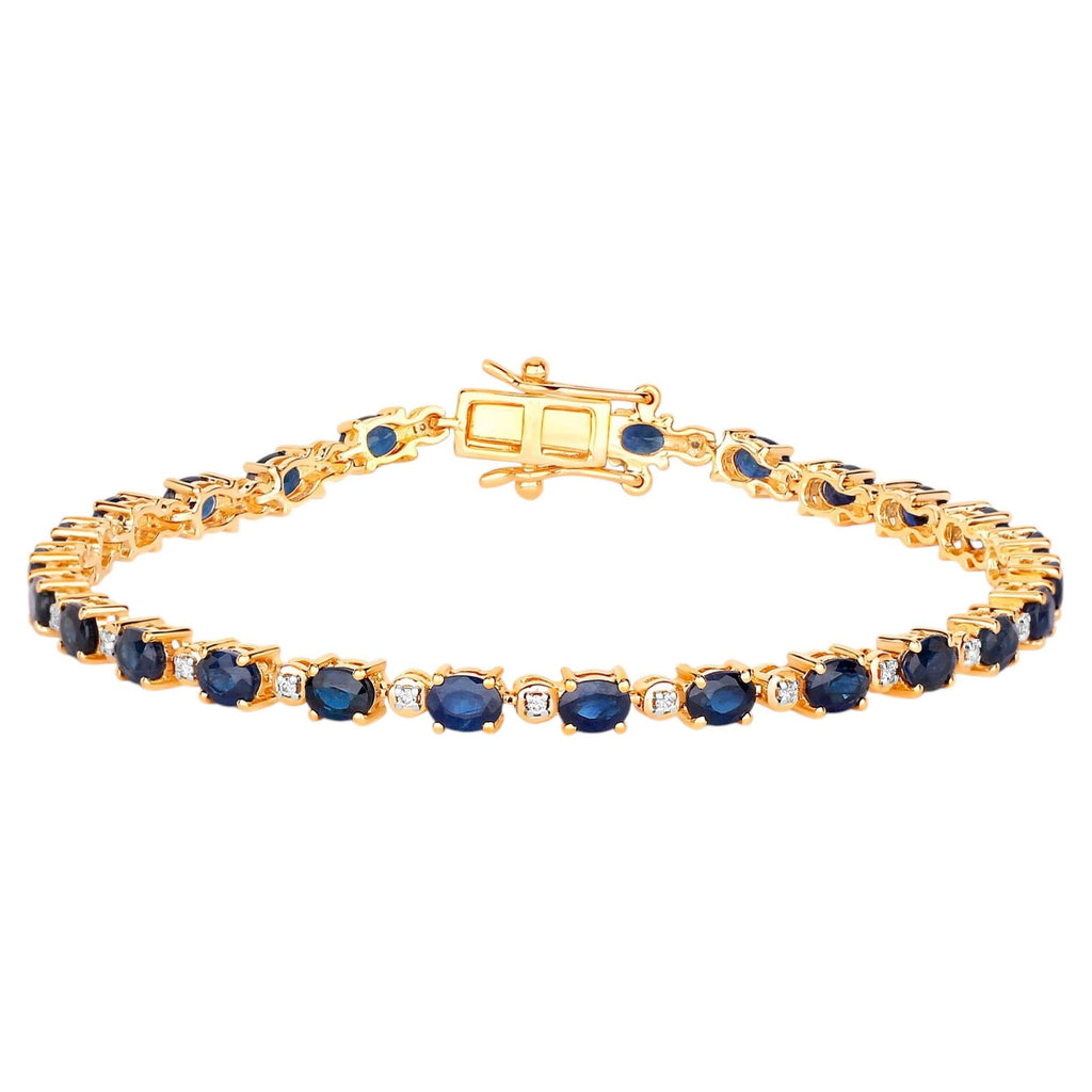 Blue Sapphire Bracelet With Diamonds 5.54 Carats 14K Yellow Gold