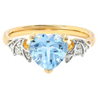 Blue Topaz Bat Ring With White Topaz 2.06 Carats Gold Plated Silver