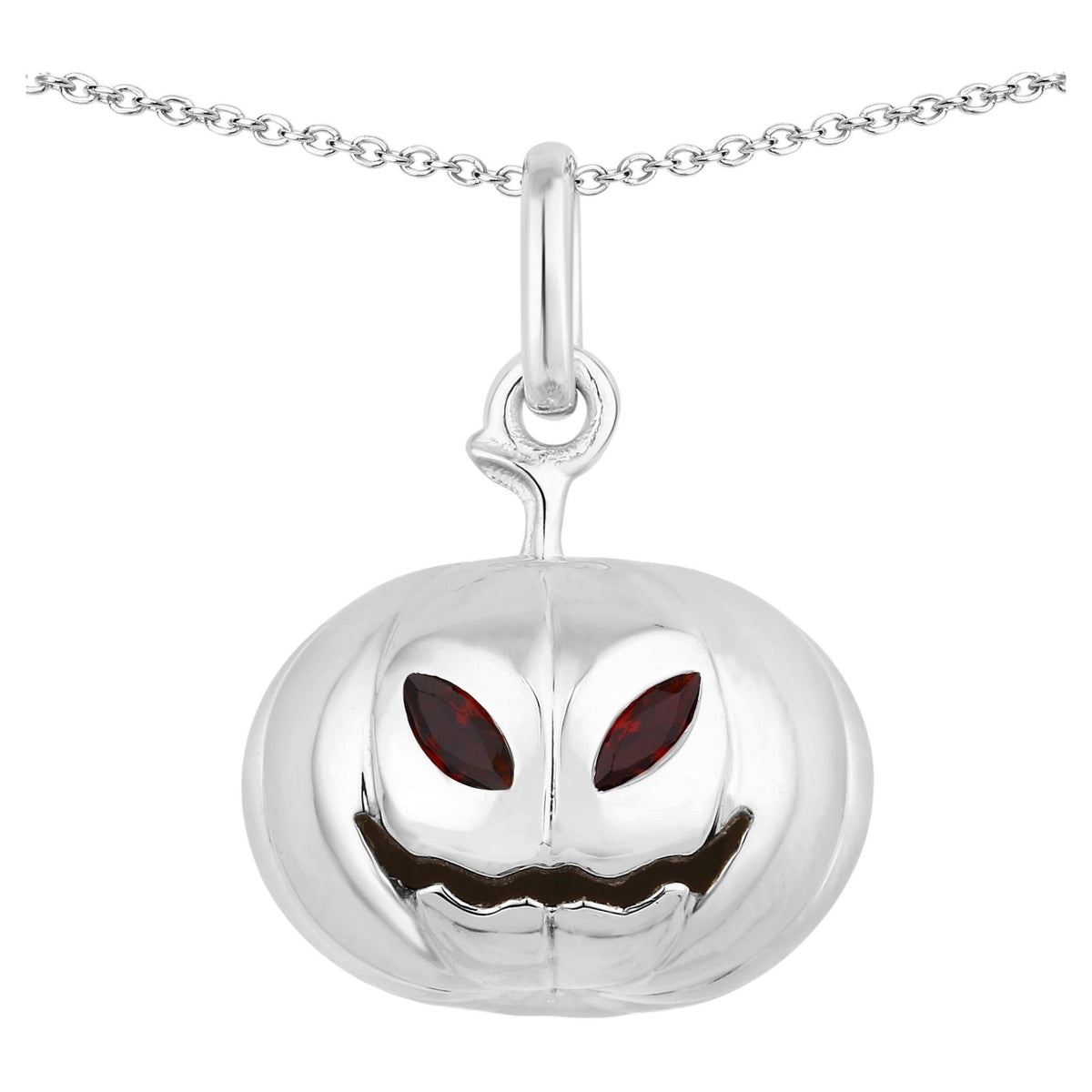 Garnet Jack-o'-Lantern Pendant 0.18 Carats Sterling Silver