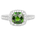 Chrome Diopside Ring With White Topaz 1.64 Carats Sterling Silver