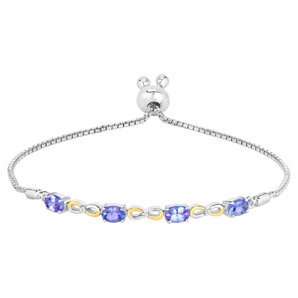 Tanzanite Bracelet With White Topaz 1.78 Carats Gold Plated Sterling Silver