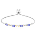 Tanzanite Bracelet With White Topaz 1.78 Carats Gold Plated Sterling Silver