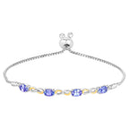 Tanzanite Bracelet With White Topaz 1.78 Carats Gold Plated Sterling Silver