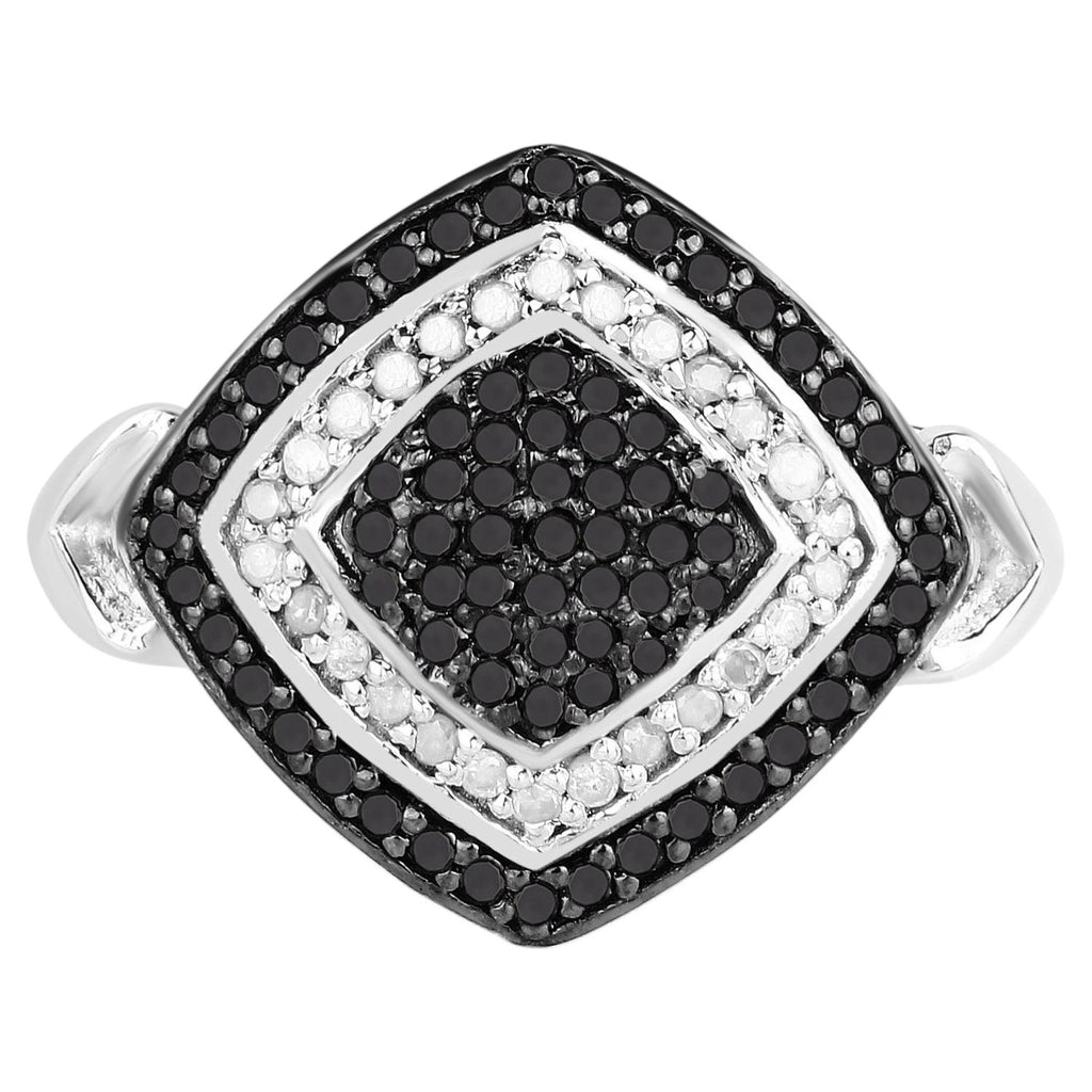 Multicolor Diamond Ring 0.52 Carats Sterling Silver