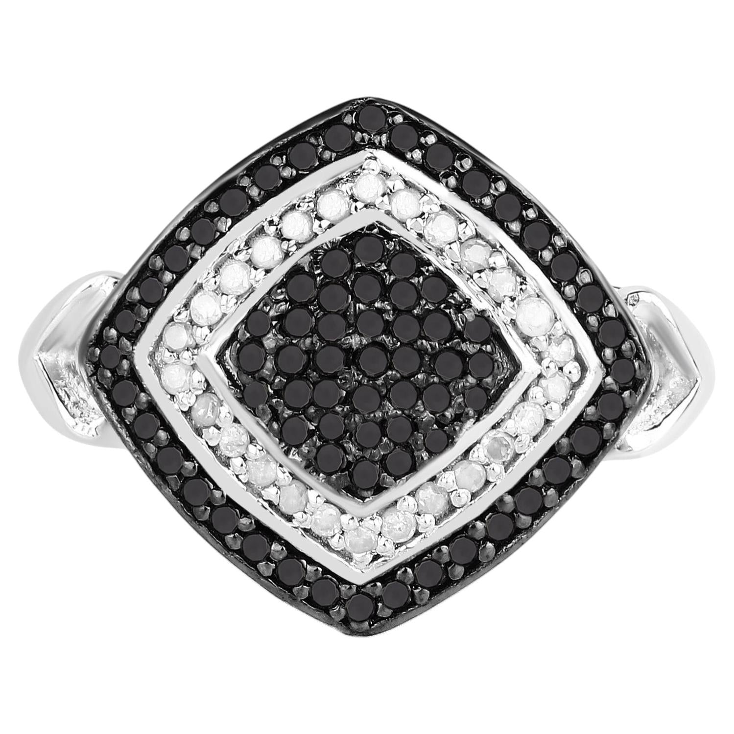 Multicolor Diamond Ring 0.52 Carats Sterling Silver