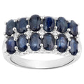 Blue Sapphire Ring With White Topaz 2.76 Carats Sterling Silver