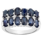 Blue Sapphire Ring With White Topaz 2.76 Carats Sterling Silver