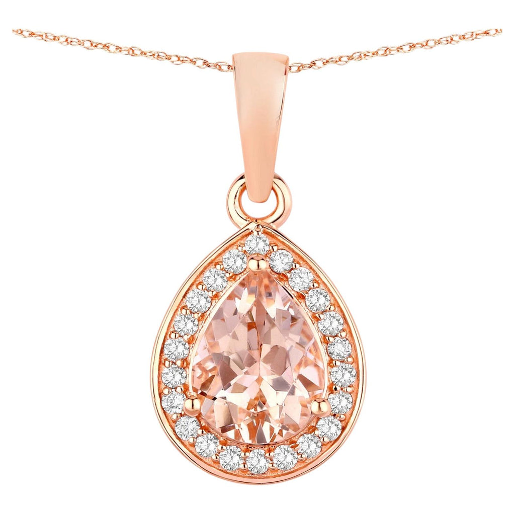 Morganite Pendant With Diamonds 0.98 Carats 14K Rose Gold