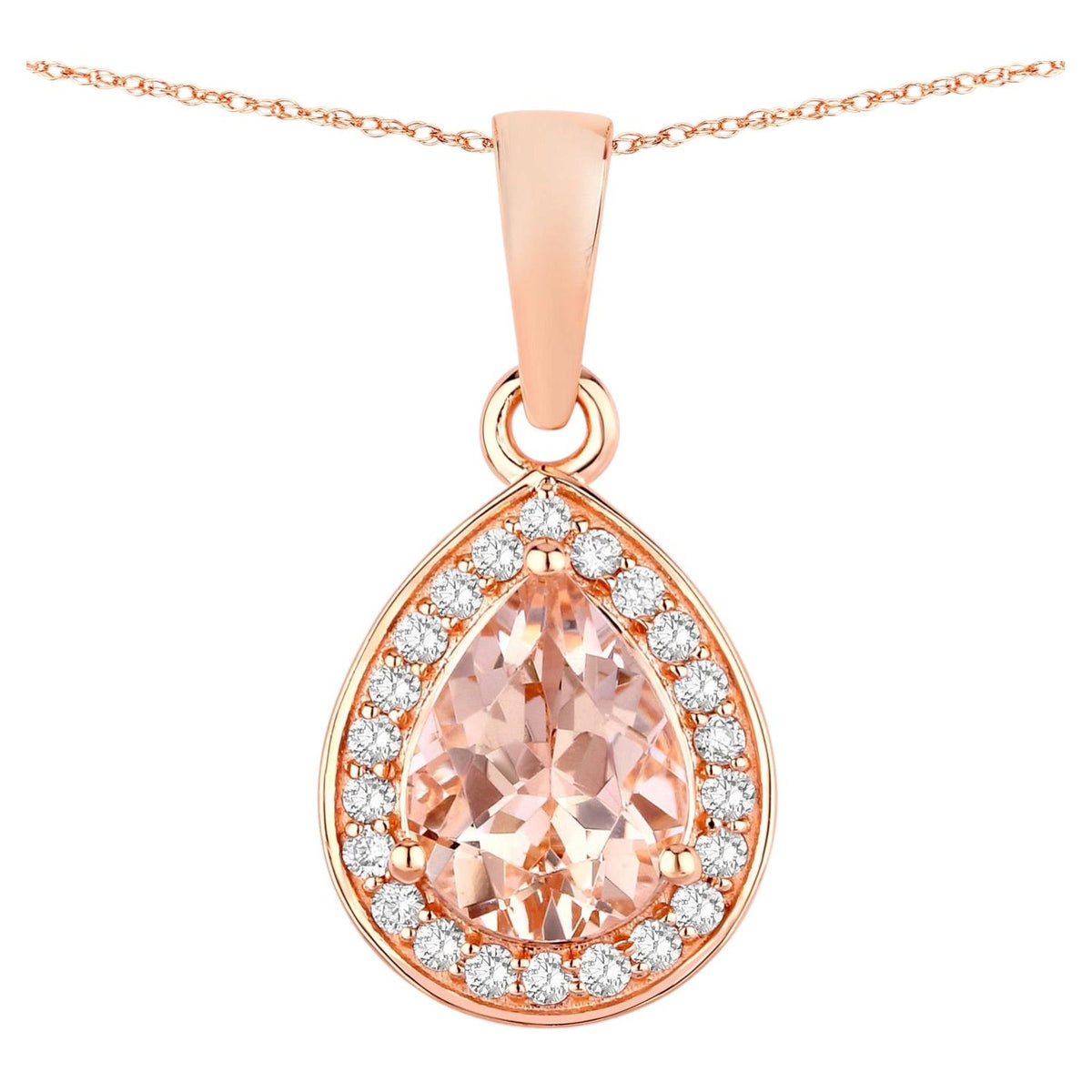 Morganite Pendant With Diamonds 0.98 Carats 14K Rose Gold