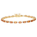 Orange Sapphire Tennis Bracelet With Diamonds 7.36 Carats 14K Yellow Gold
