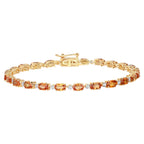 Orange Sapphire Tennis Bracelet With Diamonds 7.36 Carats 14K Yellow Gold