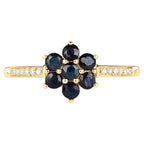 Blue Sapphire Ring With Diamonds 0.42 Carats 10K Yellow Gold