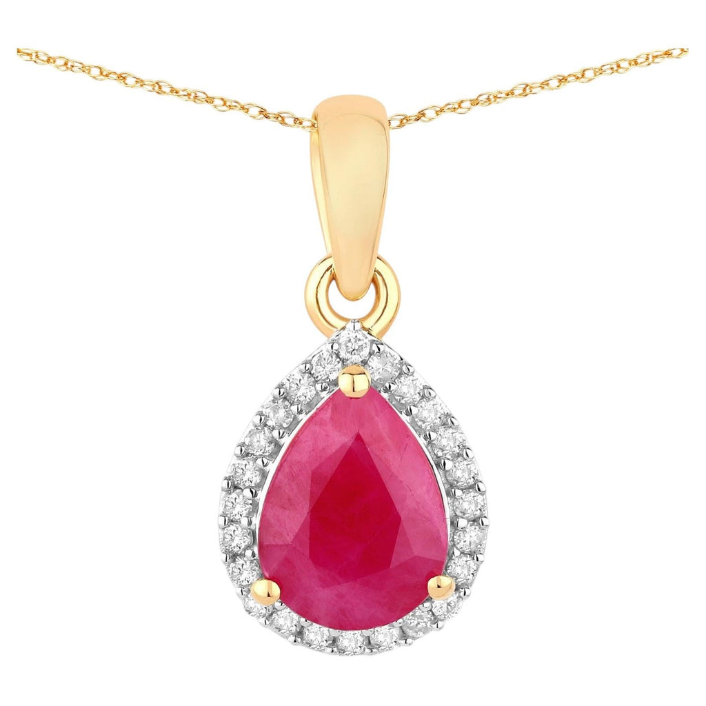 Ruby Pendant With Diamonds 1.52 Carats 10K Yellow Gold