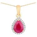 Ruby Pendant With Diamonds 1.52 Carats 10K Yellow Gold