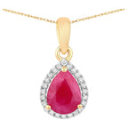Ruby Pendant With Diamonds 1.52 Carats 10K Yellow Gold