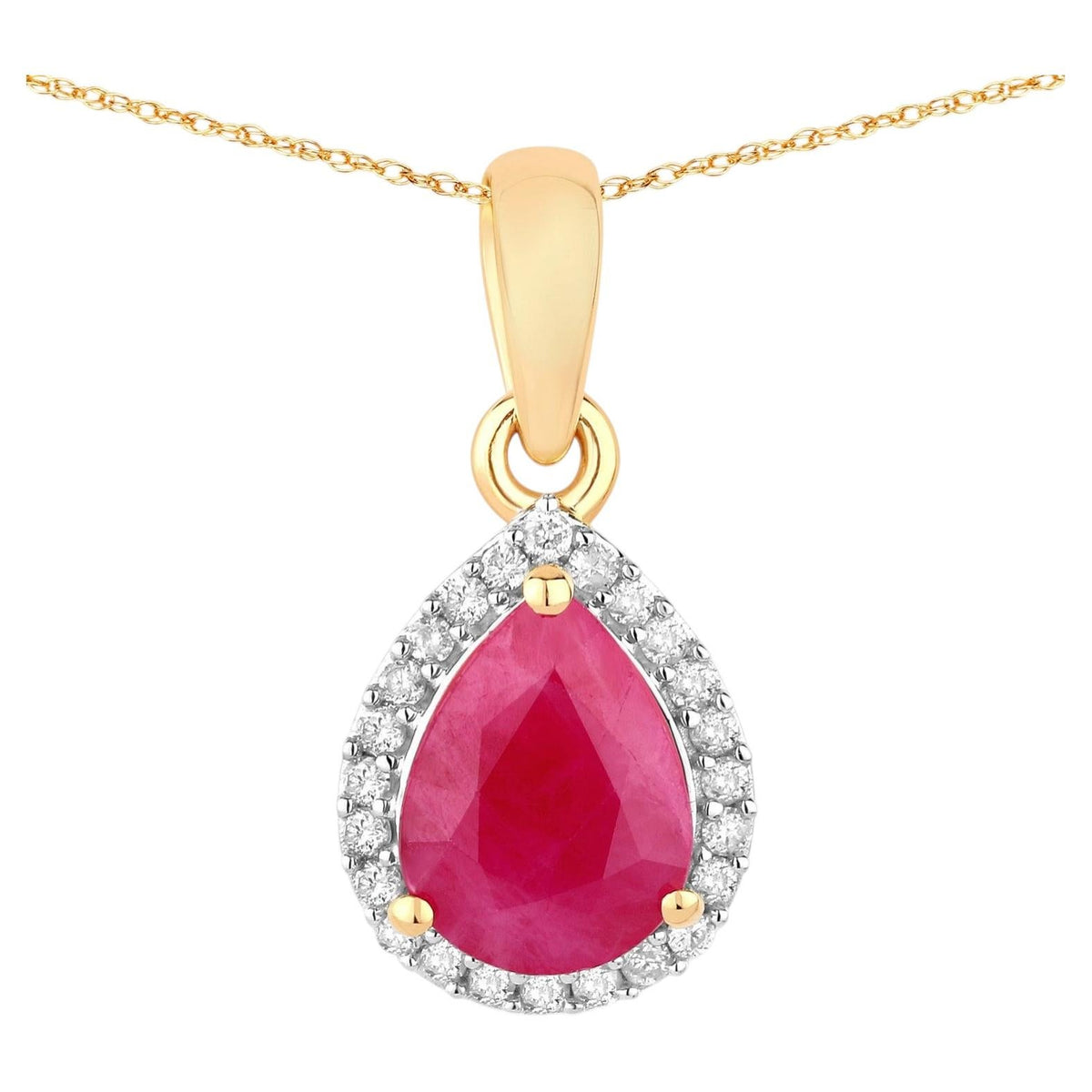 Ruby Pendant With Diamonds 1.52 Carats 10K Yellow Gold