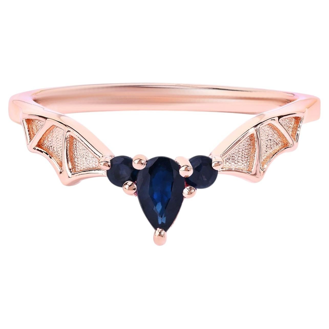 Blue Sapphire Ring 0.26 Carats Gold Plated Silver