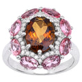 Multicolor Tourmaline Ring With Diamonds 4.18 Carats Sterling Silver