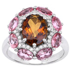 Multicolor Tourmaline Ring With Diamonds 4.18 Carats Sterling Silver