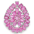 Ruby Flower Ring 8.08 Carats Sterling Silver