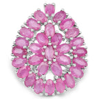 Ruby Flower Ring 8.08 Carats Sterling Silver