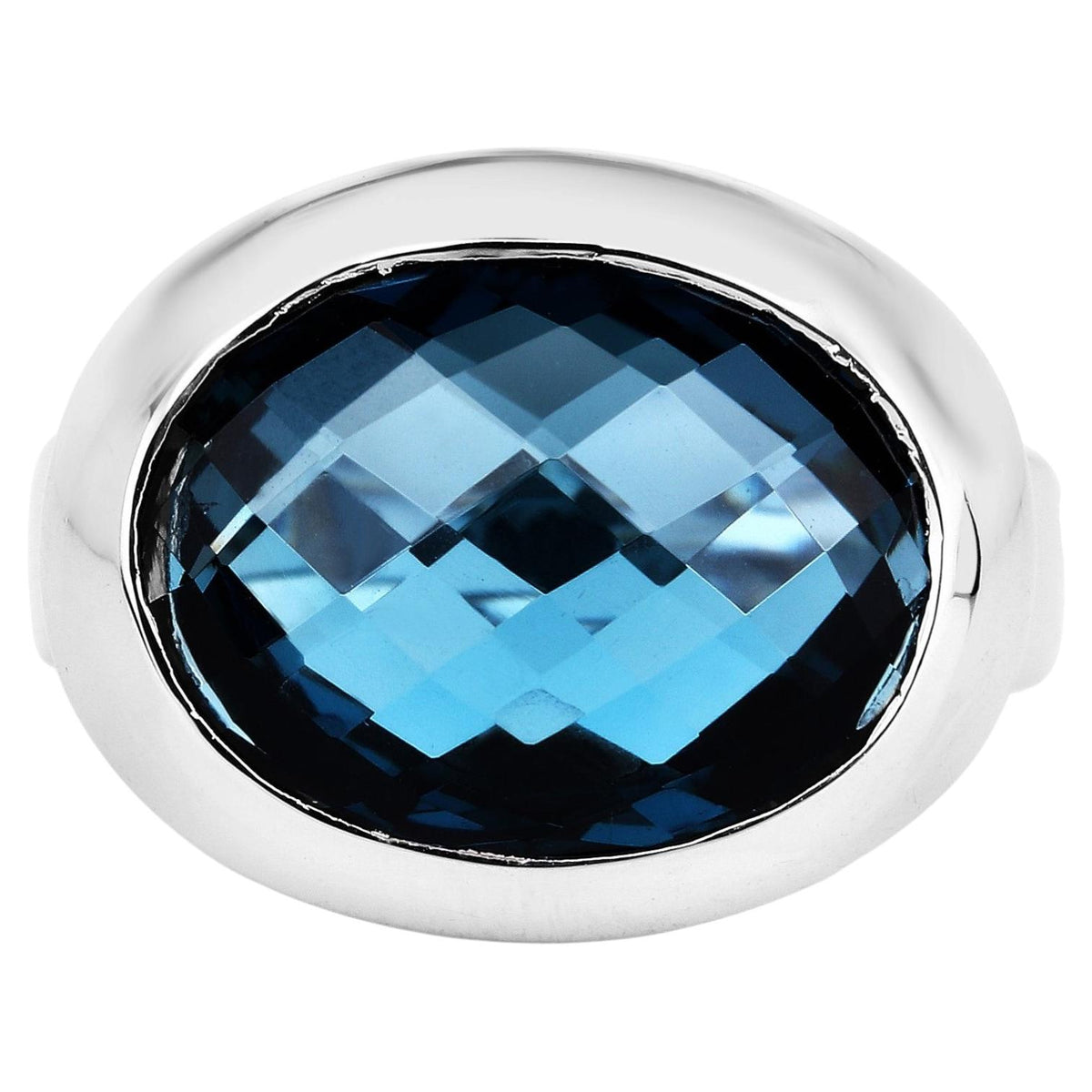 London Blue Topaz Ring 10.2 Carats Sterling Silver
