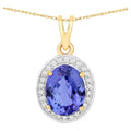 Tanzanite Pendant With Diamonds 2.4 Carats 14K Yellow Gold