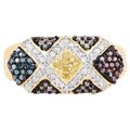 Multicolor Diamond Ring 0.54 Carats Gold Plated Silver