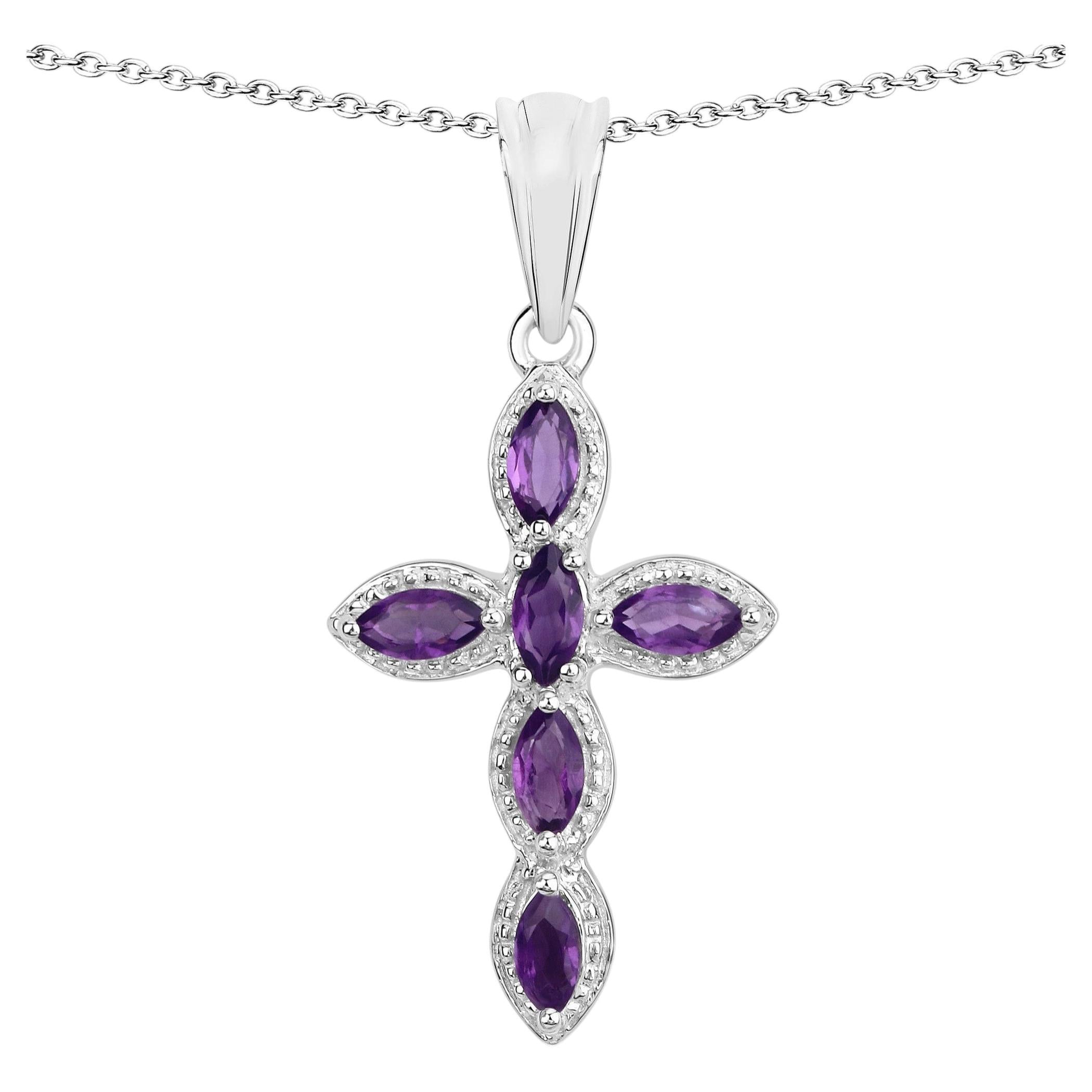 Amethyst Pendant 0.88 Carats Sterling Silver