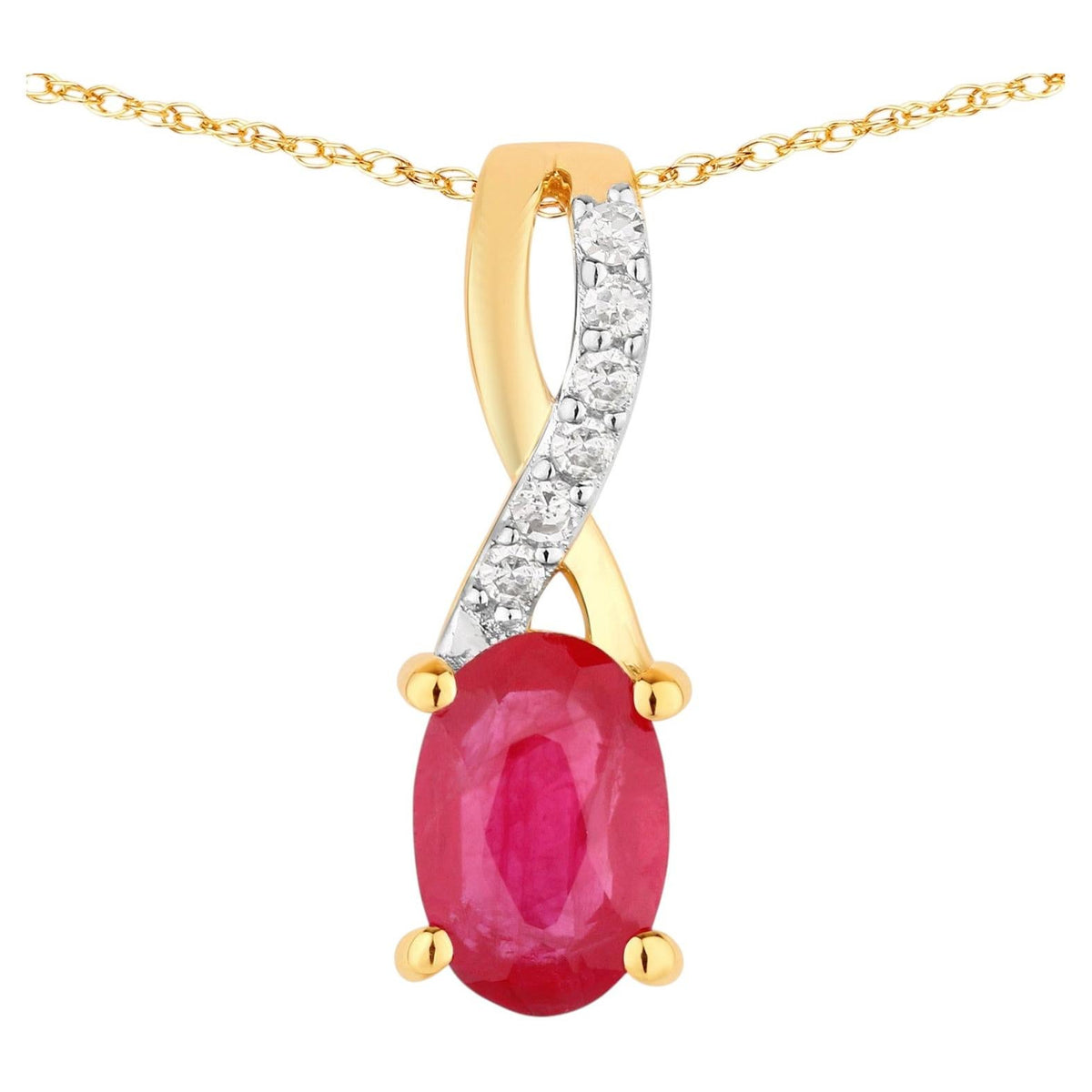 Ruby Pendant With Diamonds 0.52 Carats 14K Yellow Gold