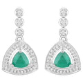 Natural Emerald Earrings With Diamonds 1.34 Carats 14K White Gold