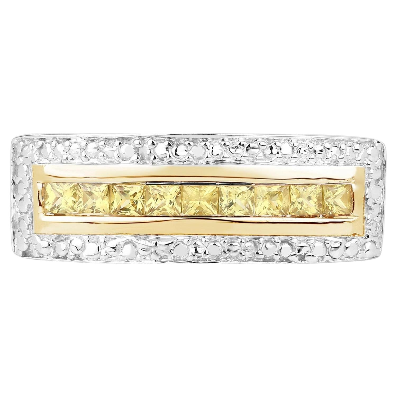 Yellow Sapphire Ring 1.06 Carats Gold Plated Silver