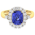 Tanzanite Ring With Diamonds 2.6 Carats 14K Yellow Gold
