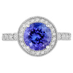 Natural Tanzanite Ring With Diamonds 3.18 Carats 14K White Gold