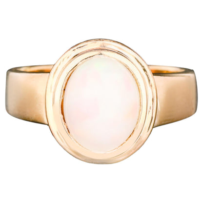 Natural Ethiopian Opal Ring 1.69 Carats Gold Plated Silver