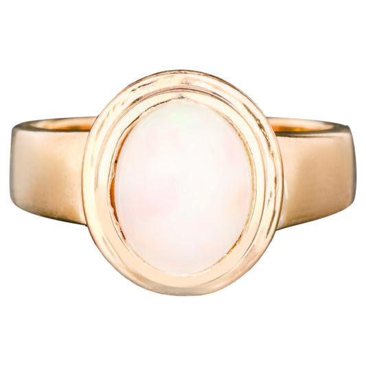 Natural Ethiopian Opal Ring 1.69 Carats Gold Plated Silver