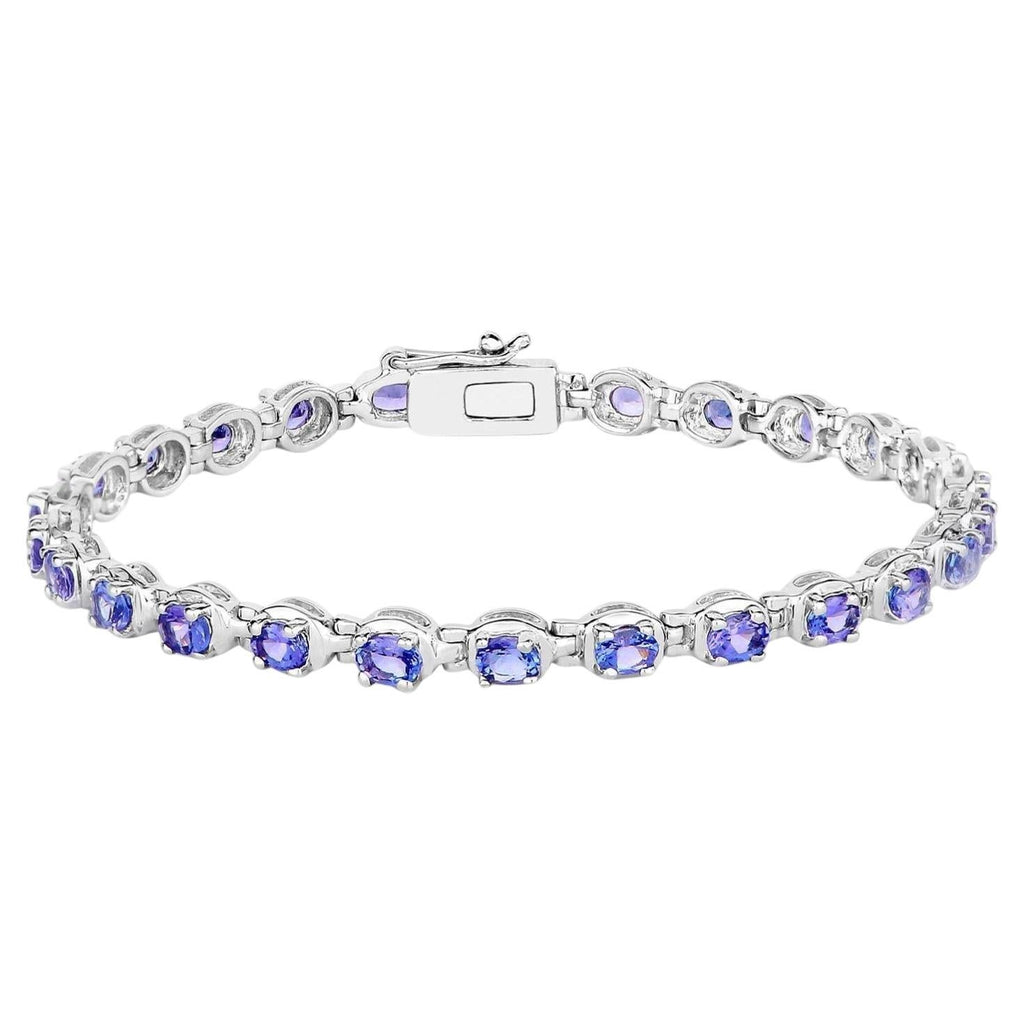 Tanzanite Tennis Bracelet 4.58 Carats Sterling Silver