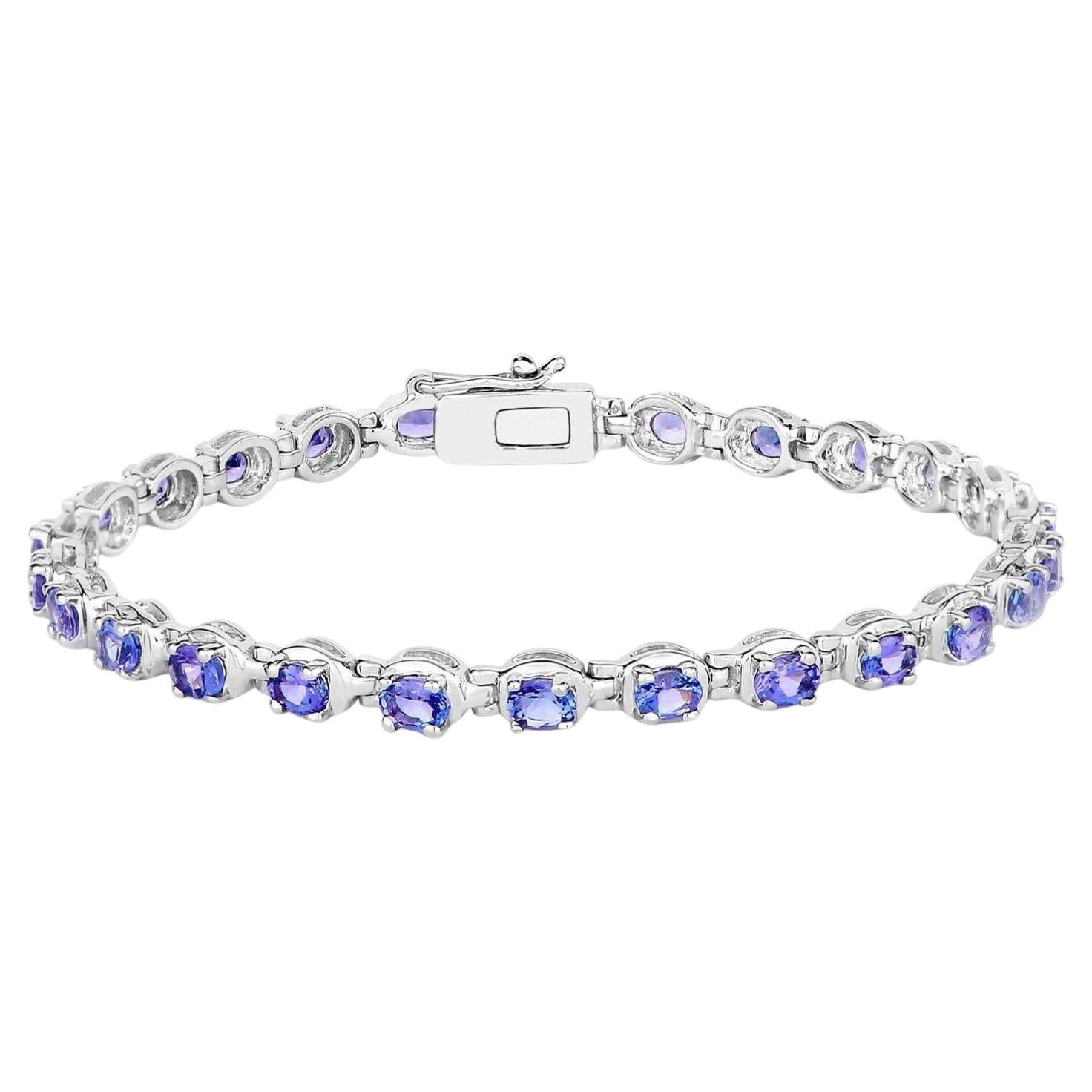 Tanzanite Tennis Bracelet 4.58 Carats Sterling Silver