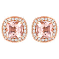 Morganite Stud Earrings With Diamonds 1.34 Carats 14K Rose Gold