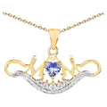 Tanzanite Mom Pendant With White Topaz 0.54 Carats Gold Plated Silver