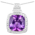 Amethyst Pendant Necklace 5.8 Carats Sterling Silver